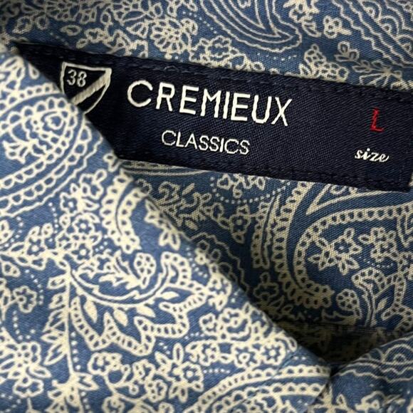 Cremieux Classics Men's Shirt L Blue Paisley Long Sleeve Button Down Cotton - Picture 3 of 10